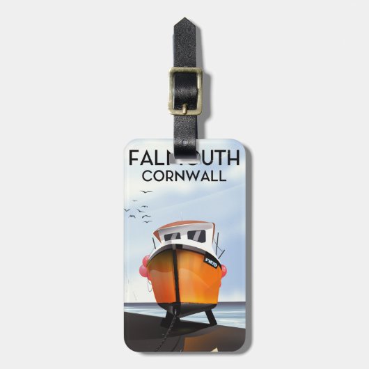 Falmouth Cornwall Visboot Reisposter Bagagelabel (Voorkant verticaal)