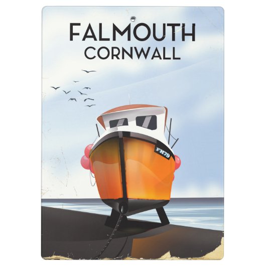 Falmouth Cornwall Visboot Reisposter Klembord (Achterkant)
