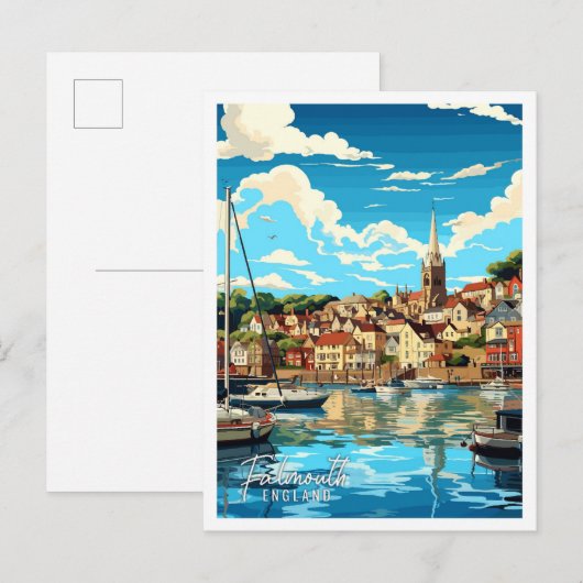 Falmouth Engeland vintage reisillustratie Briefkaart (Voorkant / Achterkant)
