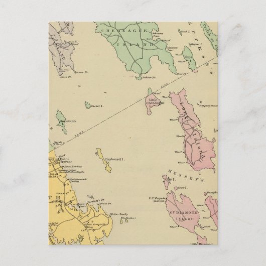 Falmouth Foreside, aangrenzende eilanden, Casco Ba Briefkaart (Voorkant)