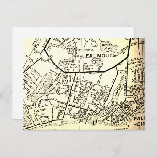 Falmouth, MA Kaart (Voorkant / Achterkant)