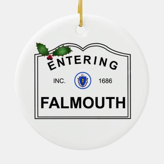 Falmouth MA Keramisch Ornament (Achterkant)
