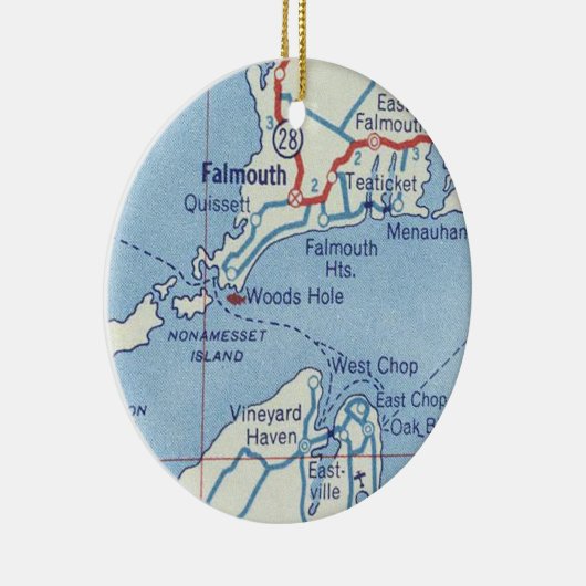 Falmouth MA  Map Keramisch Ornament (Rechts)