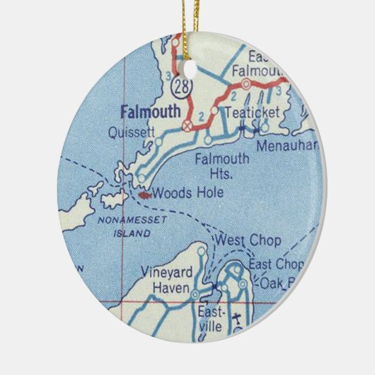 Falmouth MA Map Keramisch Ornament (Links)