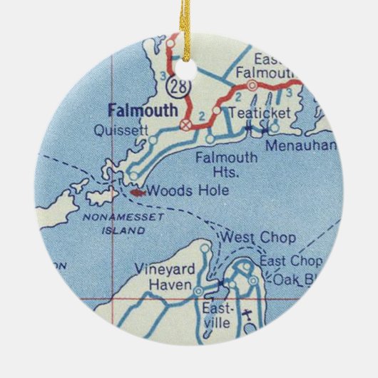 Falmouth MA  Map Keramisch Ornament (Achterkant)