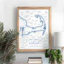 Falmouth MA Trouw Blauw Moderne Gastboek Poster