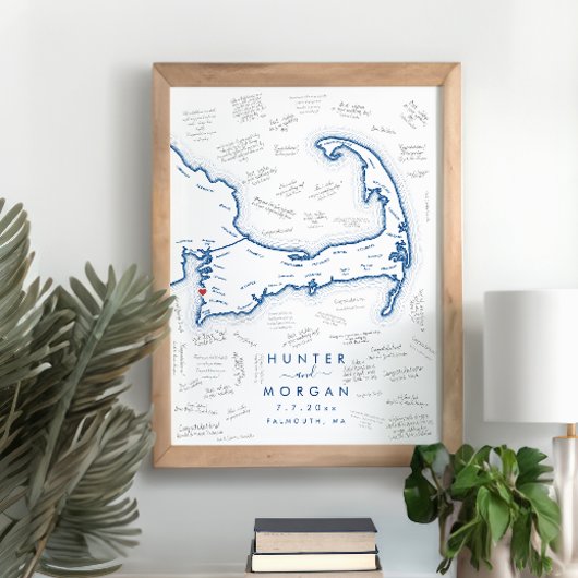 Falmouth MA Trouw Blauw Moderne Gastboek Poster