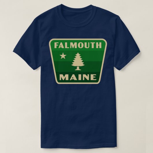 Falmouth Maine Retro Pine Tree Badge Groen T-shirt (Design voorkant)