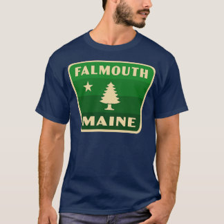 Falmouth Maine Retro Pine Tree Badge Groen T-shirt