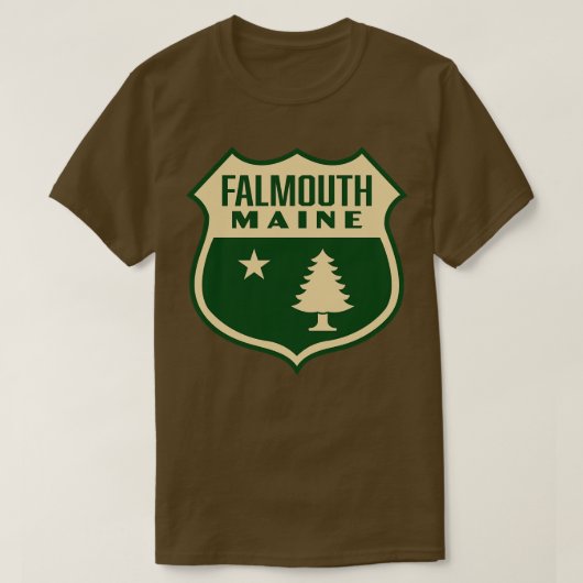 Falmouth Maine Retro Pine Tree Shield Tan T-shirt (Design voorkant)