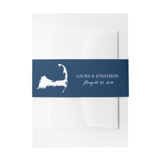 Falmouth Navy Cape Cod Map met hart | Weddenschap Uitnodigingen Wikkel (Voorkant Voorbeeld)