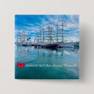 FALMOUTH TALL SHIPS FESTIVAL Cornwall Foto Vierkante Button 5,1 Cm
