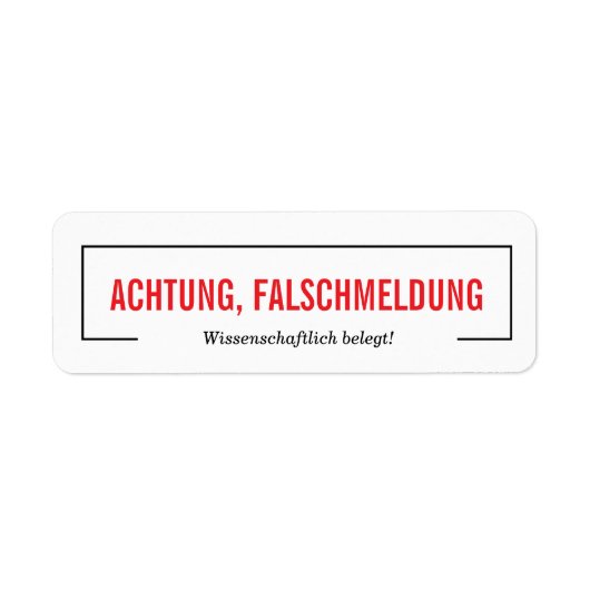 Falschmeldung Aufkleber Etiket (Voorkant)