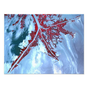 False kleurensatelliet foto afdruk