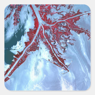 False kleurensatelliet vierkante sticker