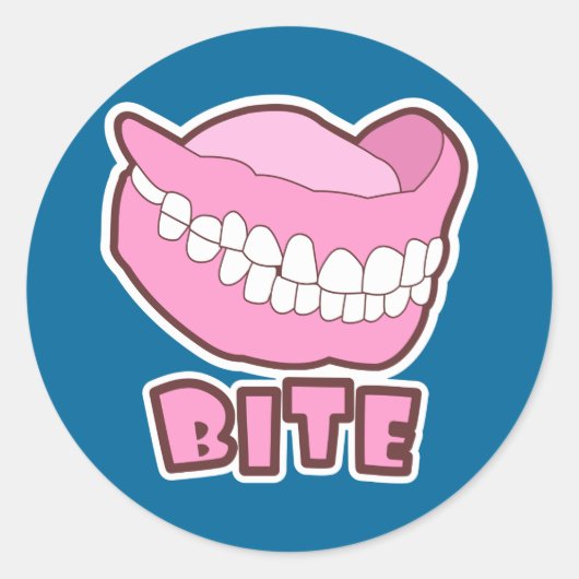 False Teeth Dentures Bite Ronde Sticker (Voorkant)