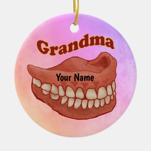 False Teeth Grandma Keramisch Ornament (Voorkant)