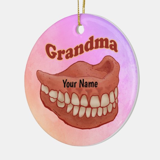False Teeth Grandma Keramisch Ornament (Links)