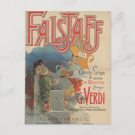 Falstaff opera poster (première van Parijs 1894) Briefkaart (Voorkant)