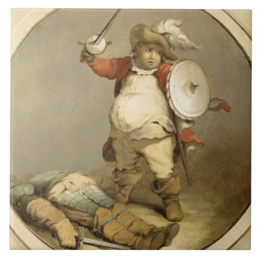 Falstaff with the Body of Hotspur, c.1786 (olie op Tegeltje (Voorkant)