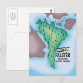 Falster eiland Denemarken reisposter. Briefkaart (Voorkant / Achterkant)