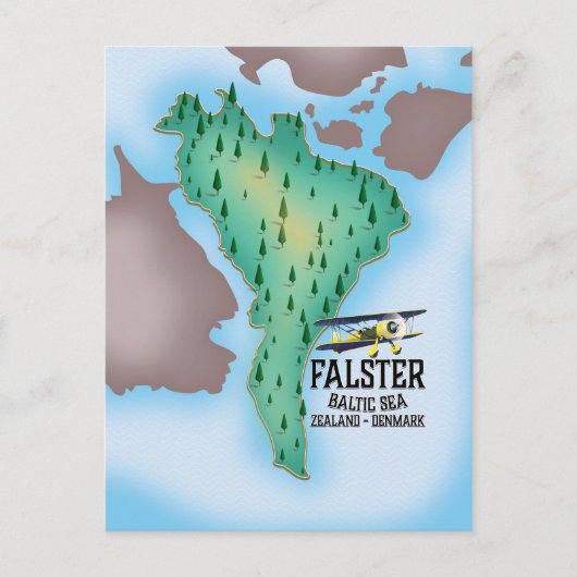 Falster eiland Denemarken reisposter. Briefkaart (Voorkant)