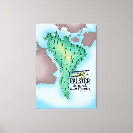 Falster eiland Denemarken reisposter. Canvas Afdruk
