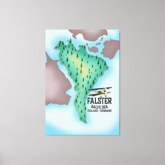 Falster eiland Denemarken reisposter. Canvas Afdruk (Voorkant)
