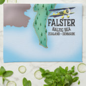Falster eiland Denemarken reisposter. Theedoek (Gevouwen)