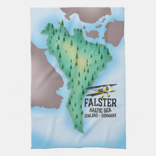 Falster eiland Denemarken reisposter. Theedoek