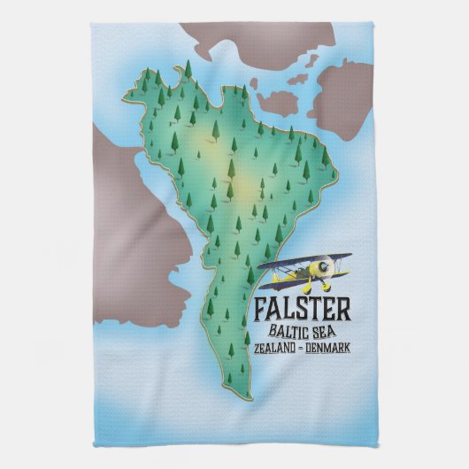 Falster eiland Denemarken reisposter. Theedoek (Verticaal)