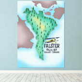 Falster Island Denemarken reisposter. Canvas Afdruk (Insitu (Houten vloer))