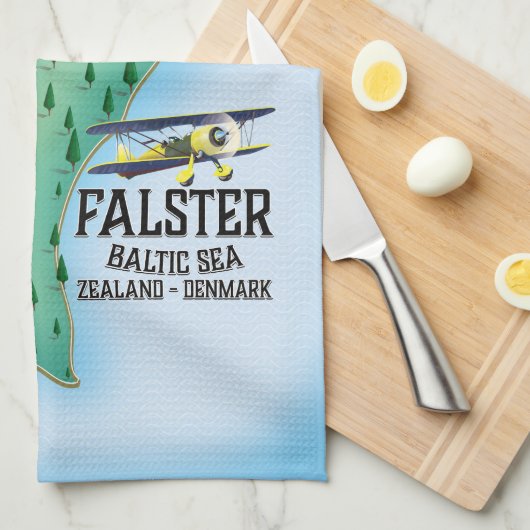 Falster Island Denemarken reisposter. Theedoek (Quarter Fold)