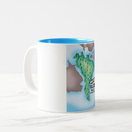 Falster Island Denemarken reisposter. Tweekleurige Koffiemok (Voorkant links)