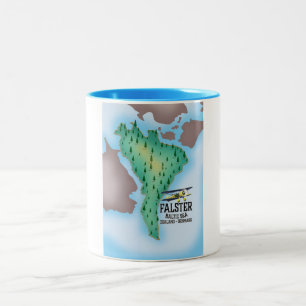 Falster Island Denemarken reisposter. Tweekleurige Koffiemok