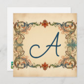 Falu Rood, Groen, Leiingrijs: Monogrammed Nota Kaa Feestdagenkaart (Voorkant / Achterkant)