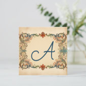 Falu Rood, Groen, Leiingrijs: Monogrammed Nota Kaa Feestdagenkaart (Staand voorkant)