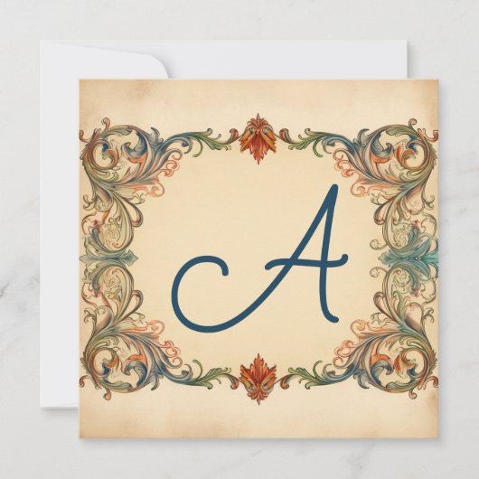 Falu Rood, Groen, Leiingrijs: Monogrammed Nota Kaa Feestdagenkaart (Voorkant)