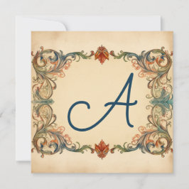 Falu Rood, Groen, Leiingrijs: Monogrammed Nota Kaa Feestdagenkaart