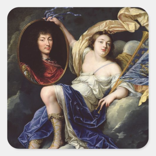 Fame presenteert een portret van Louis XIV Vierkante Sticker (Voorkant)