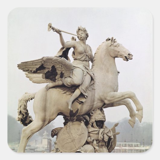 Fame Riding Pegasus 1699-1702 Vierkante Sticker (Voorkant)
