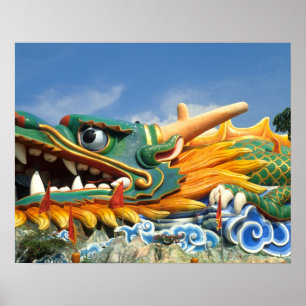 Fameuze Draak bij Haw Par Villa in Singapore Azië Poster