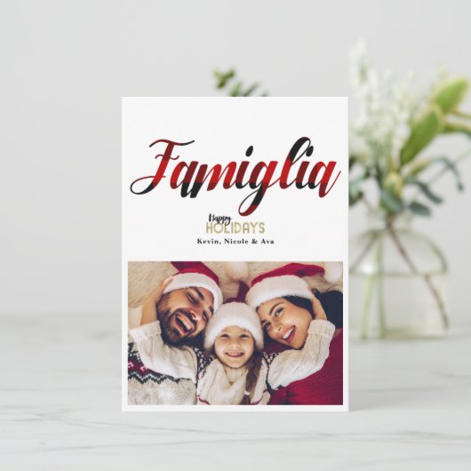 Famiglia Red Pset-kerstfeestdag - Fotokaart Kaart (Staand voorkant)