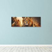 Familia de leones canvas afdruk (Insitu (Houten vloer))