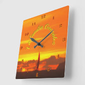 Familia Zeilboot Zonsondergang 1300 Vierkante Klok (Hoek)