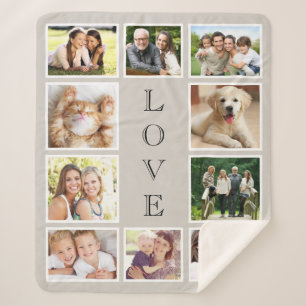 Familie 10 Foto Collage Taupe Beige Sherpa Deken