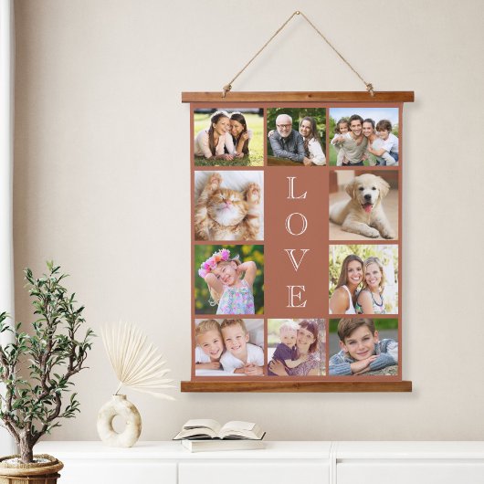 Familie 10 Foto Collage Terracotta Hangend Wandkleed