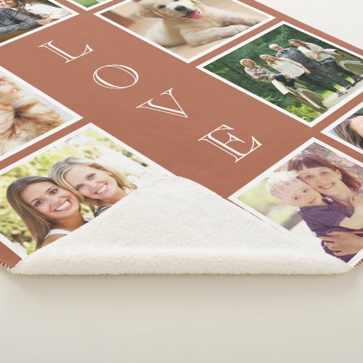 Familie 10 Foto Collage Terracotta Sherpa Deken (3/4)