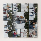 Familie 11 Foto Collage Script Naam Legpuzzel (Horizontaal)