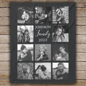 Familie 11 Foto Collage Zwarte Fleece Deken